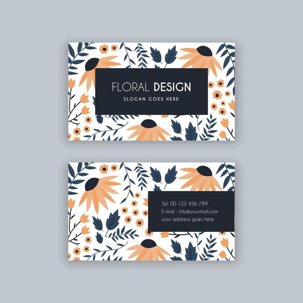 Floral business card vector template