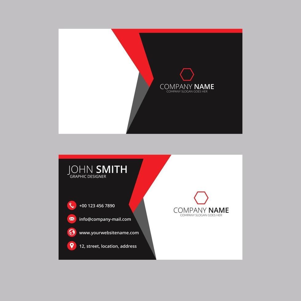 Modern business card template red black colors. vector abstract creative