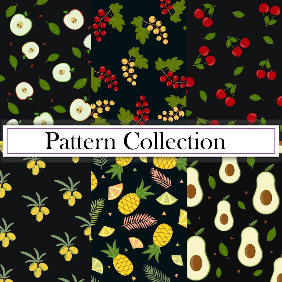 A fruity summer pattern on a black background vector