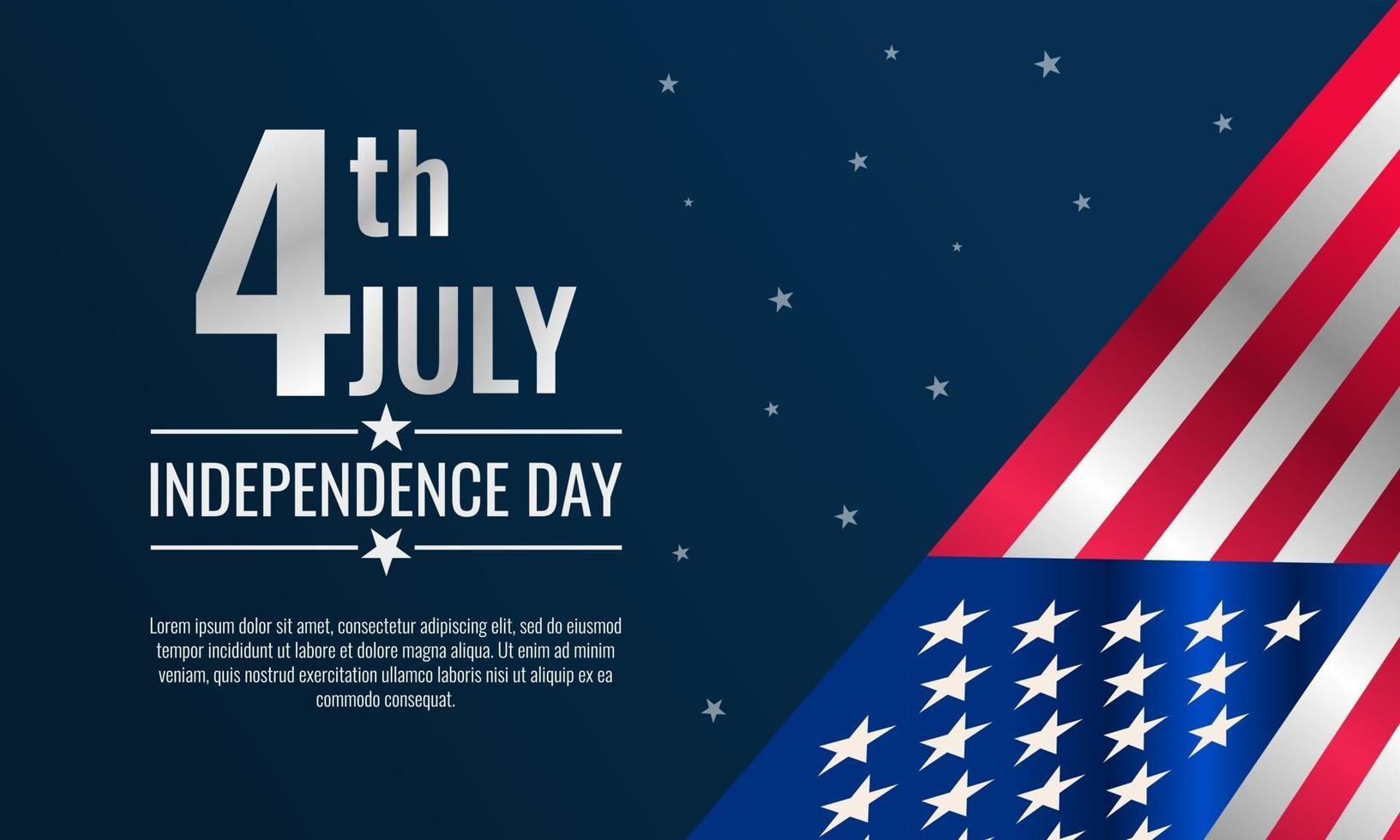 Independence Day background template with American flag design vector