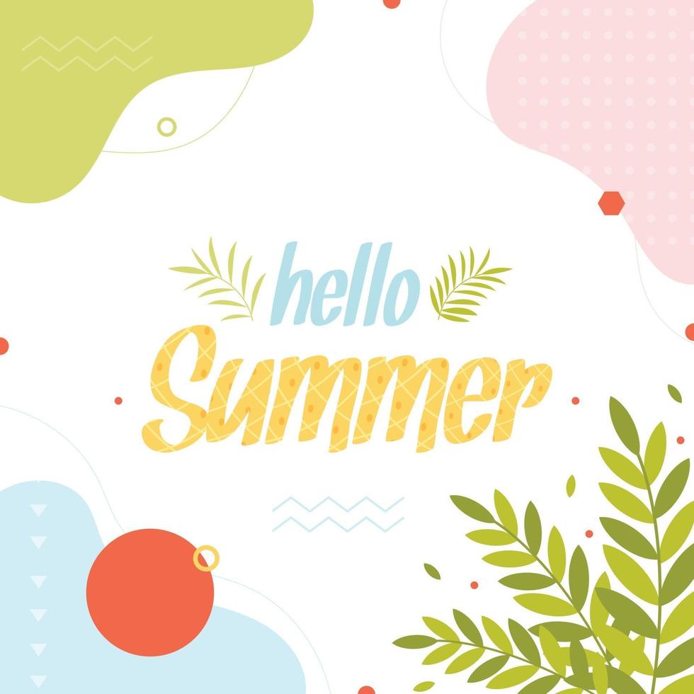 Hello summer square card, vector illustration