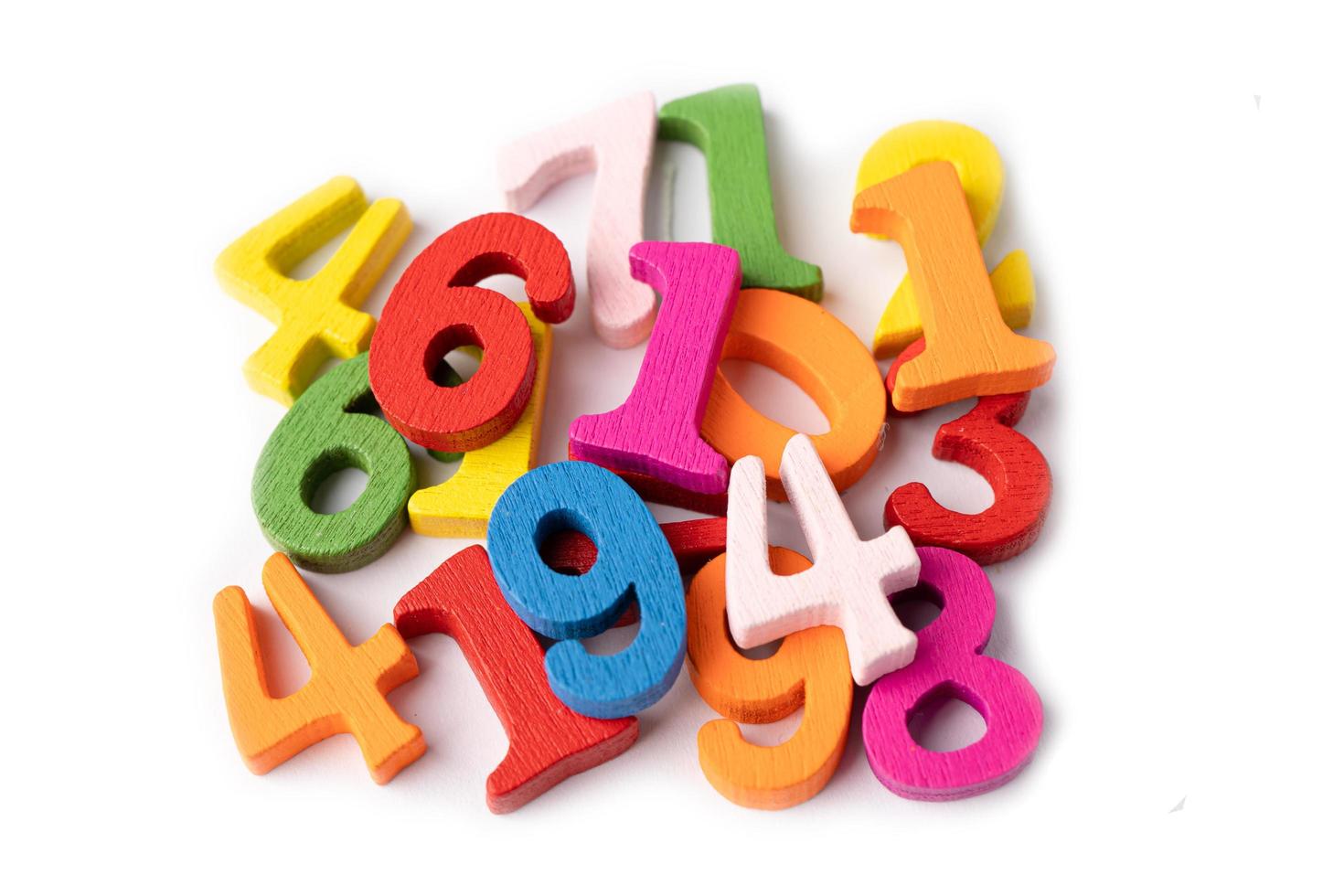 Math number colorful on white background, education study mathematics learning teach concept. photo