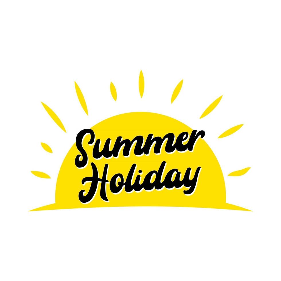 Summertime greeting vector design. Summer holiday typography with the sun.