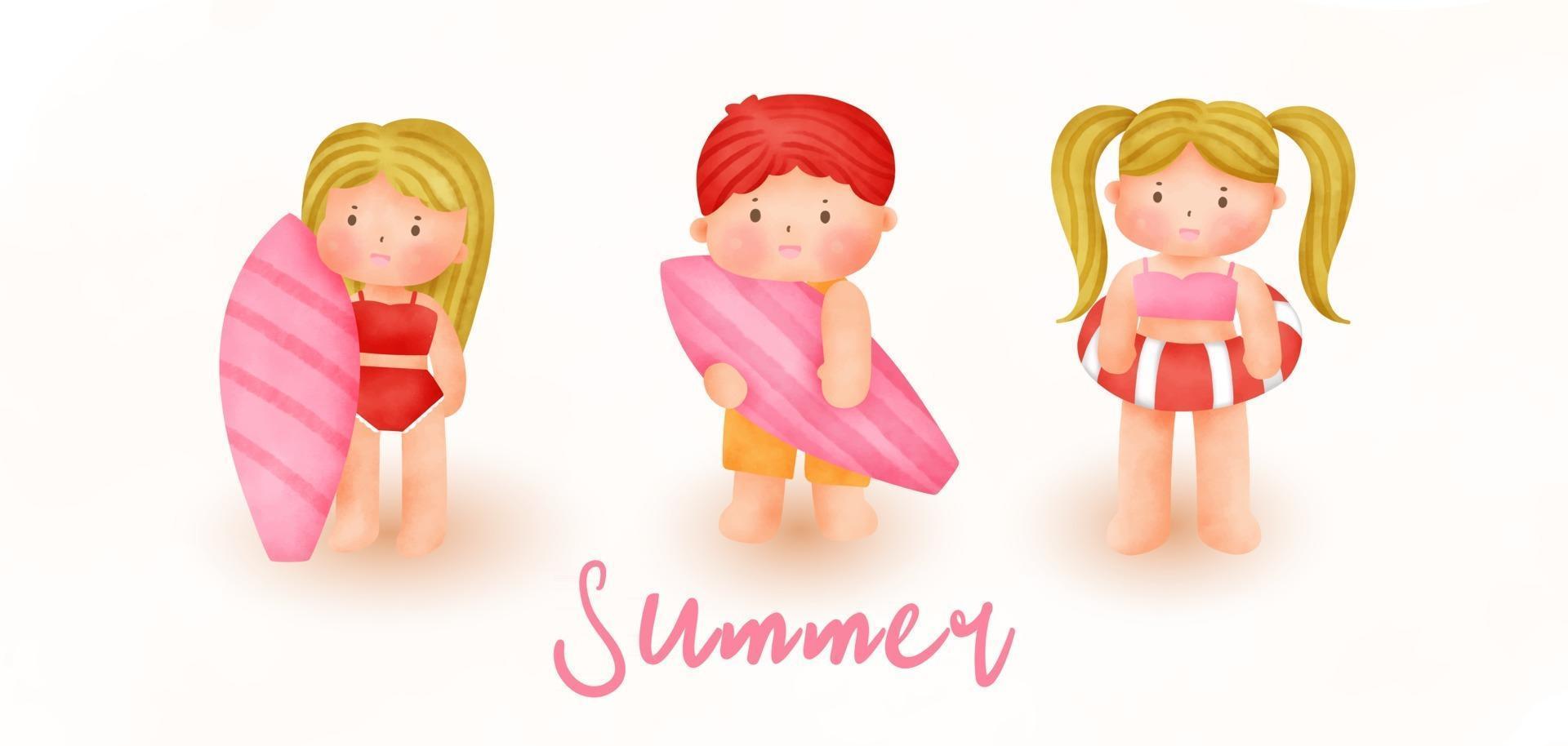 Tropical Summer banner with summer elements vector