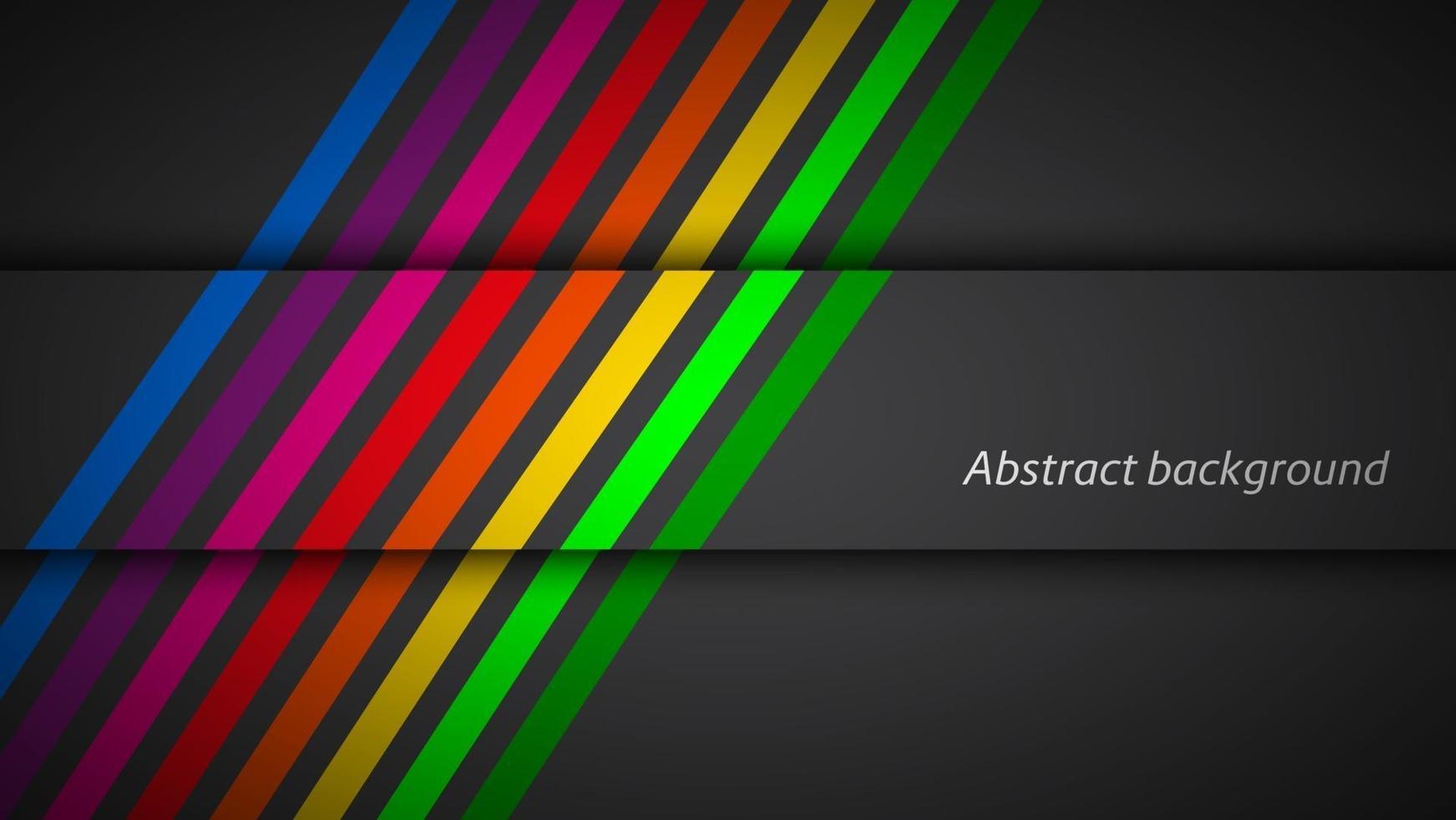 Modern rainbow colored lines on black background. Vector illustration for your presentation