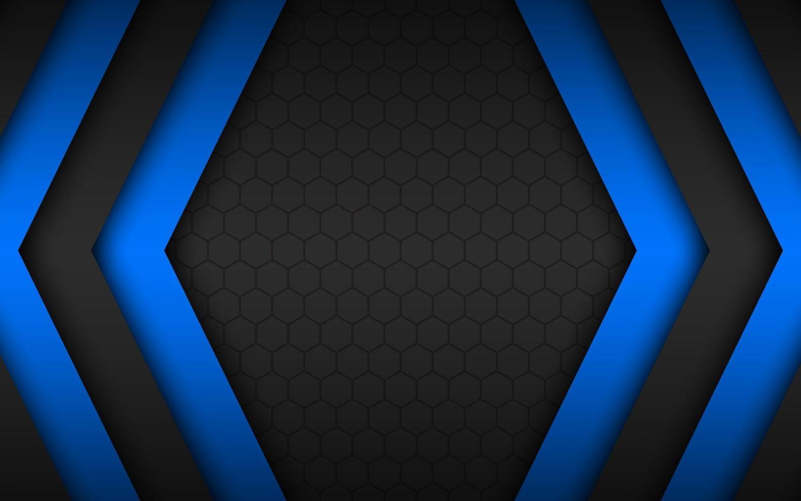Black and blue overlap arrows abstract background with polygonal pattern. Modern material design. Widescreen background vector