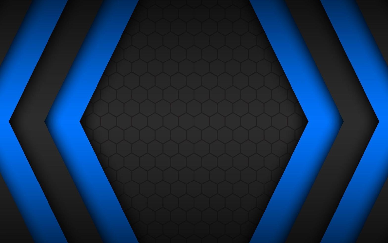 Black and blue overlap arrows abstract background with polygonal pattern. Modern material design. Widescreen background vector