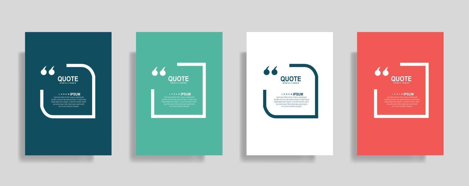 Quotes frame blank templates set, Text in brackets, citation empty speech bubbles. Text bos isolated on color background. vector