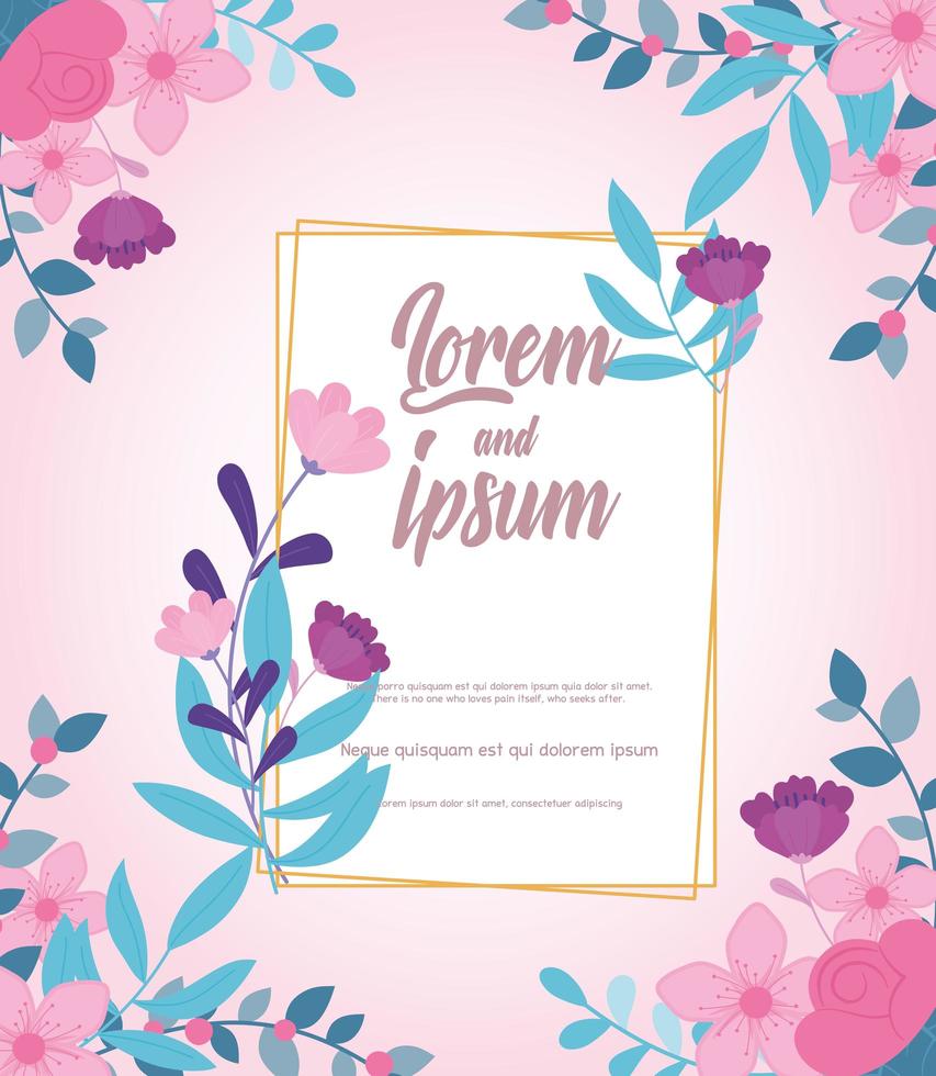 flowers wedding, save the date, congratulation floral foliage decoration card vector