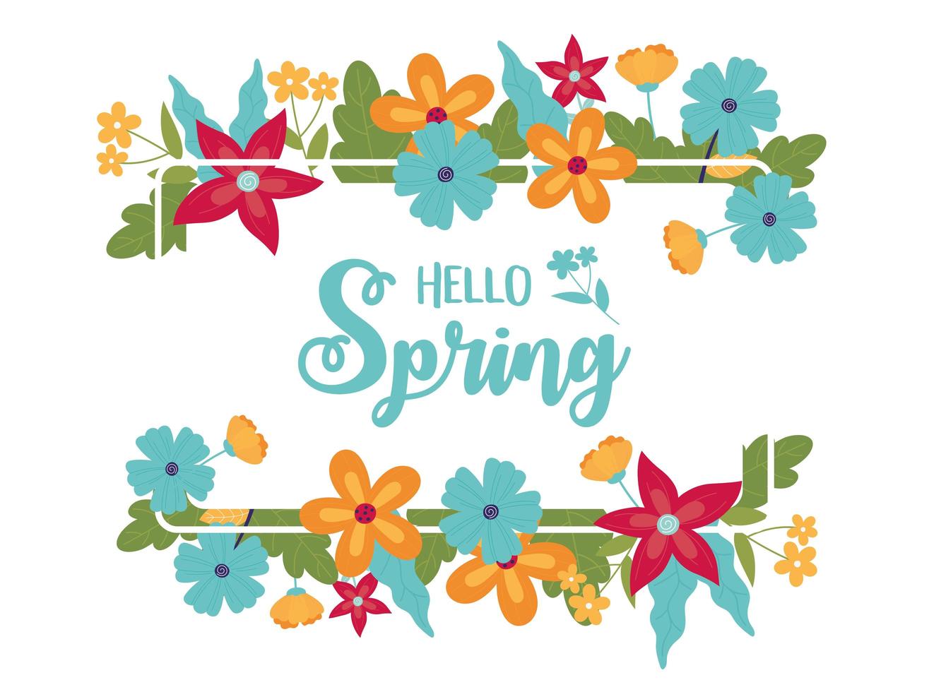 happy spring flowers floral greeting card celebration vector