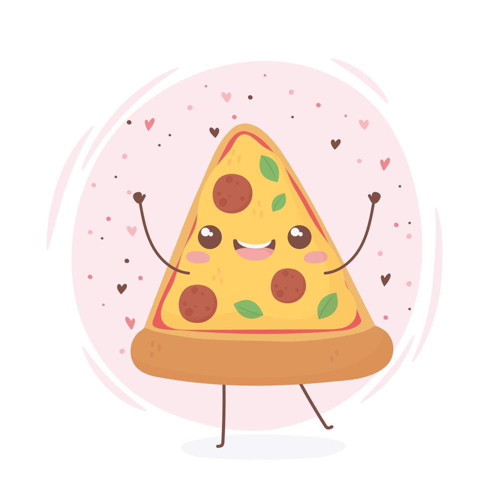 pizza kawaii food cartoon character design vector