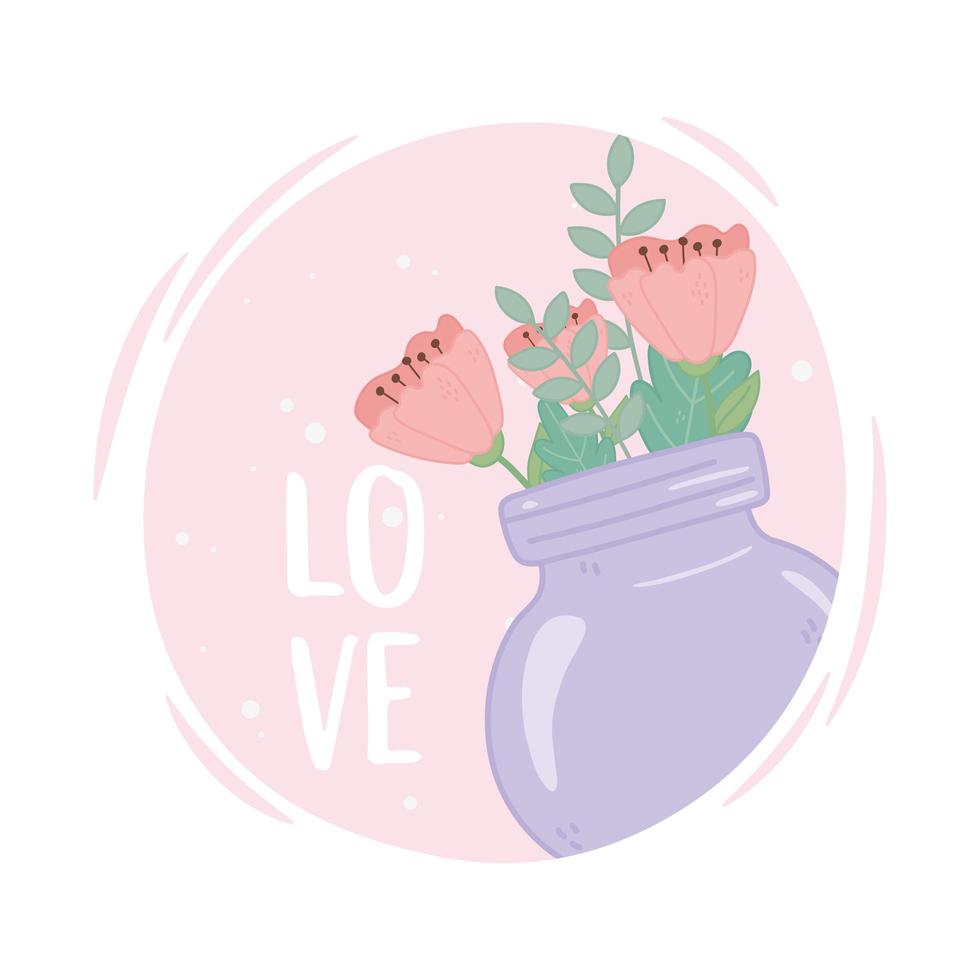 mason jar flowers love romantic ornament vector