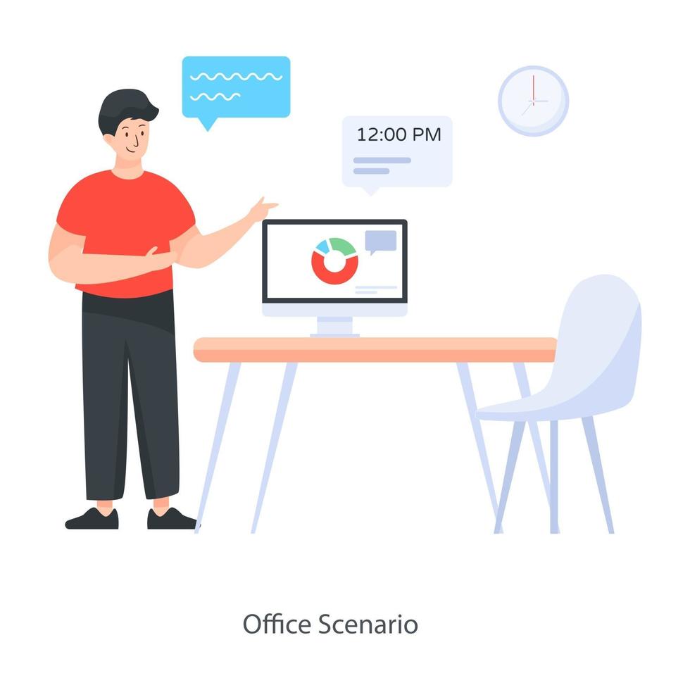 Office Scenario Concept vector