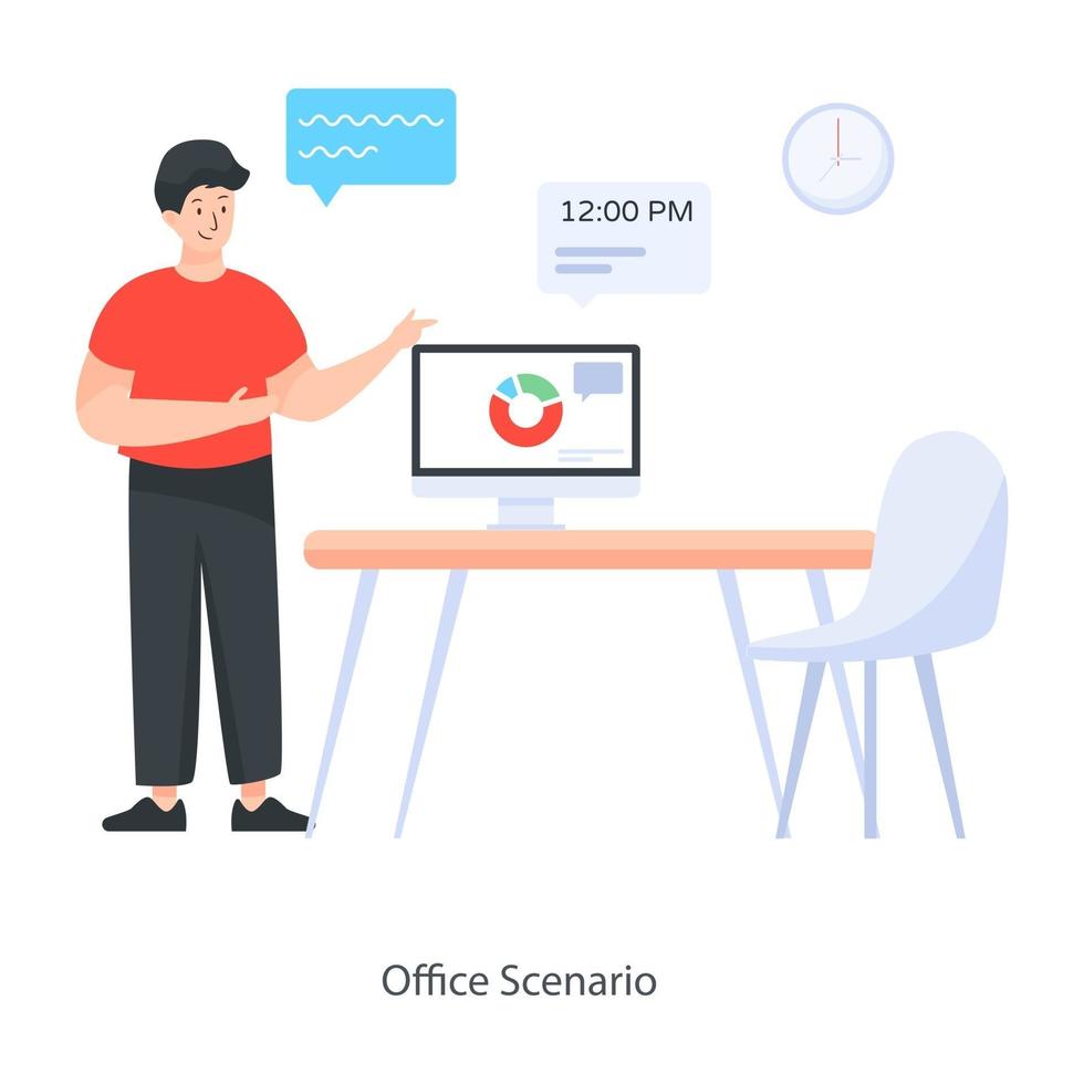 concepto de escenario de oficina vector