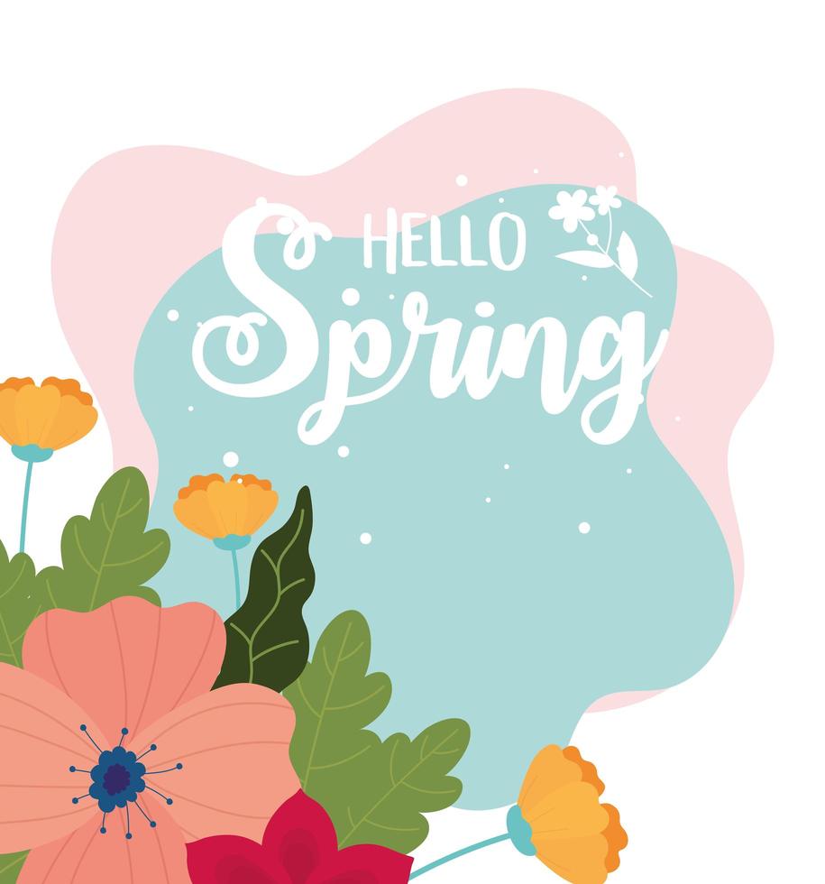 happy spring flowers floral decoration seasonal ornament vector