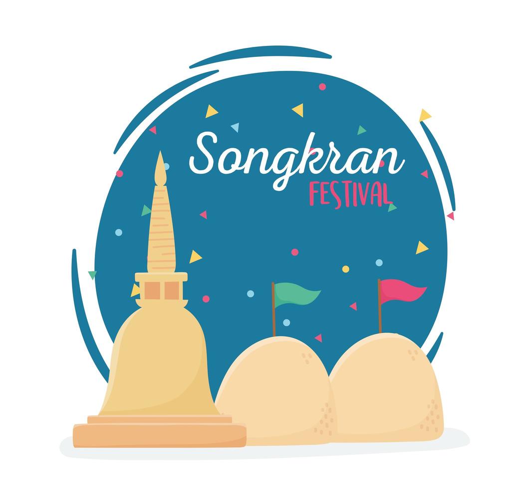 songkran festival sand pagoda thailand celebration vector