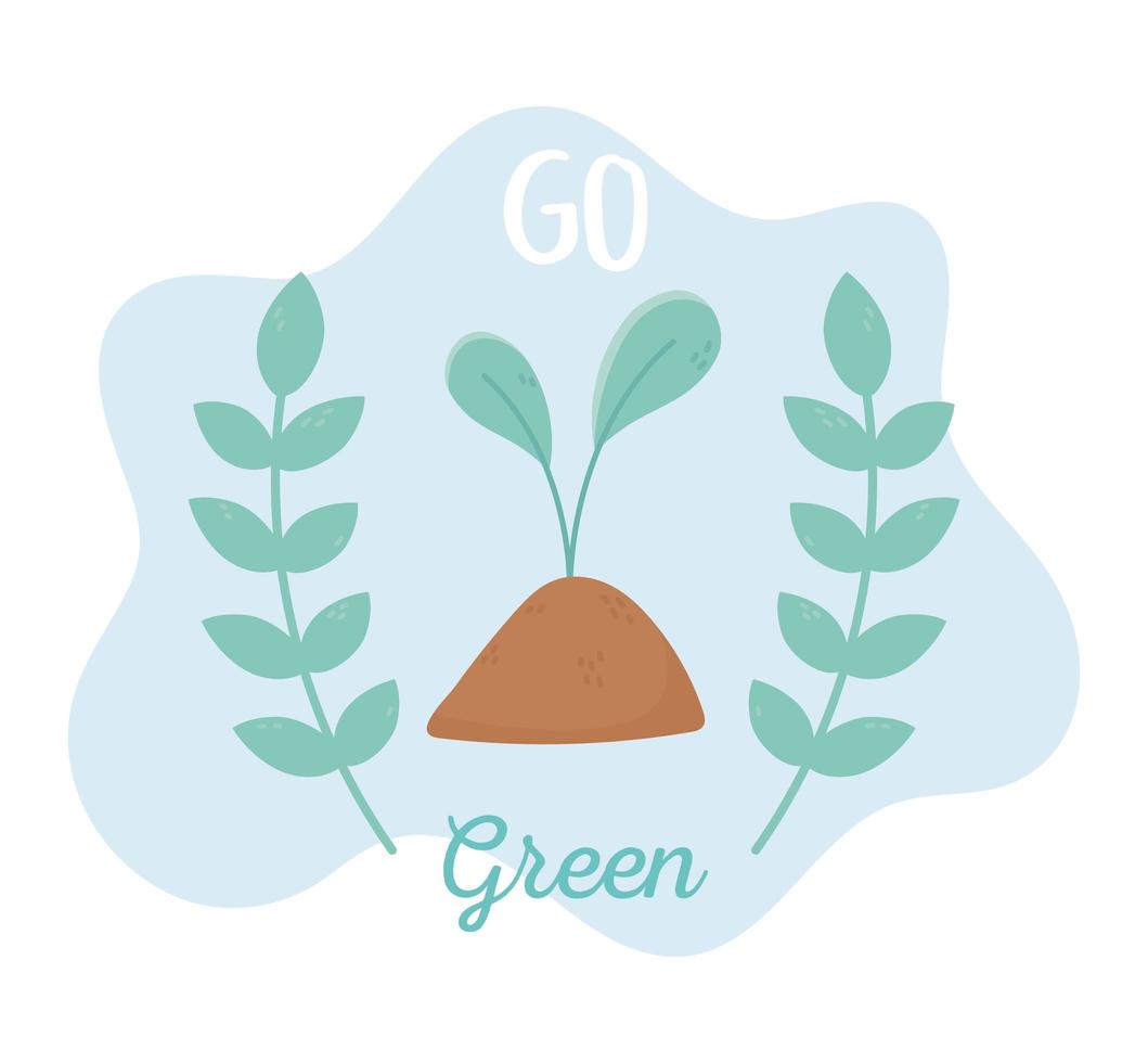 growing plant foliage go green environment ecology vector