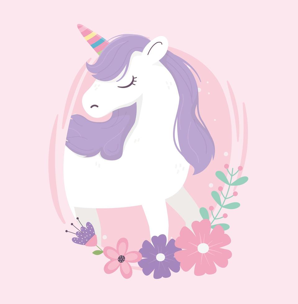 Unicorn Flowers Fantasy Magic Dream Cute Label 2667807 Vector Art At Vecteezy