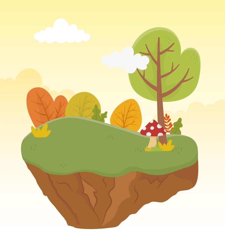 landscape tree mushroom ground nature foliage background vector