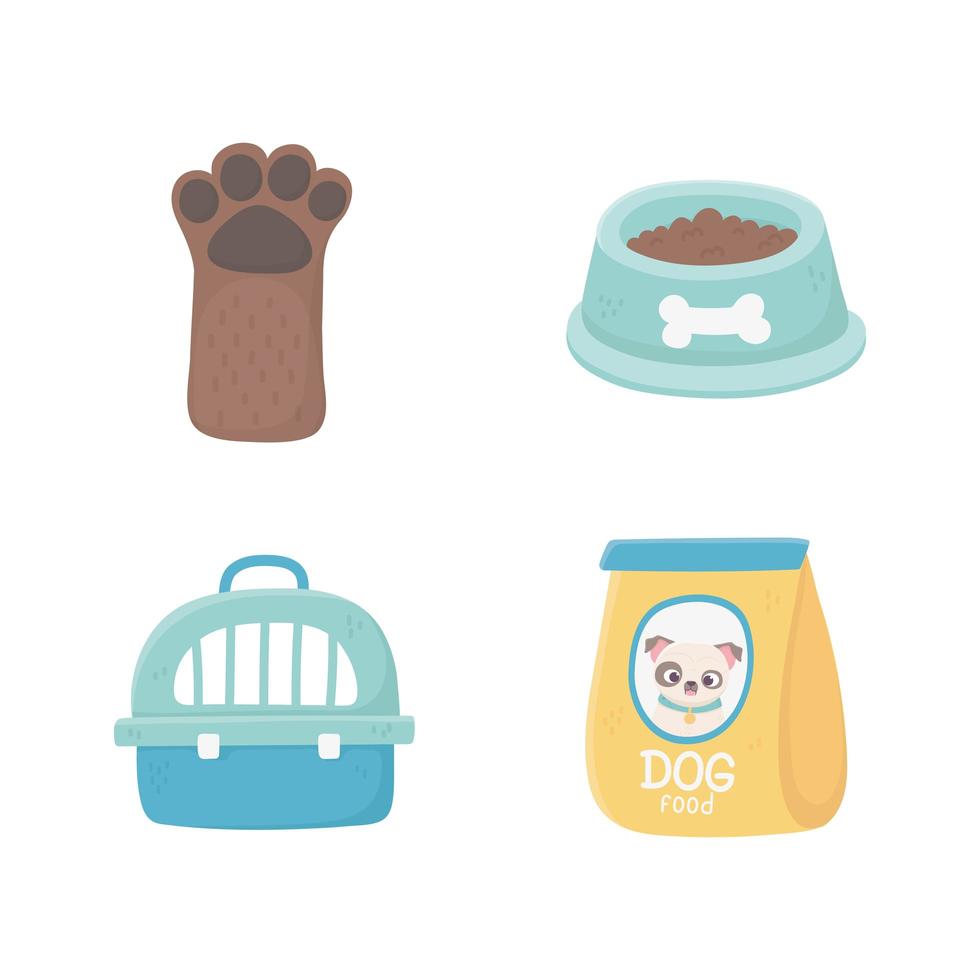 caja doméstica paquete de comida pata perro animales, mascotas vector