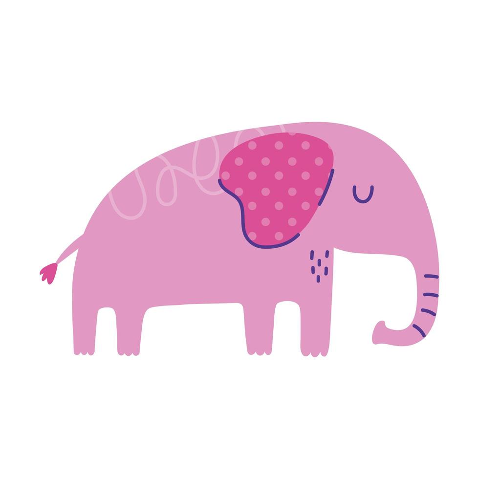 elefante, paquidermo, animal, caricatura, garabato, color vector