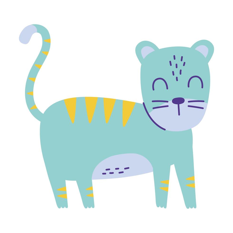 cute tiger animal cartoon doodle color vector