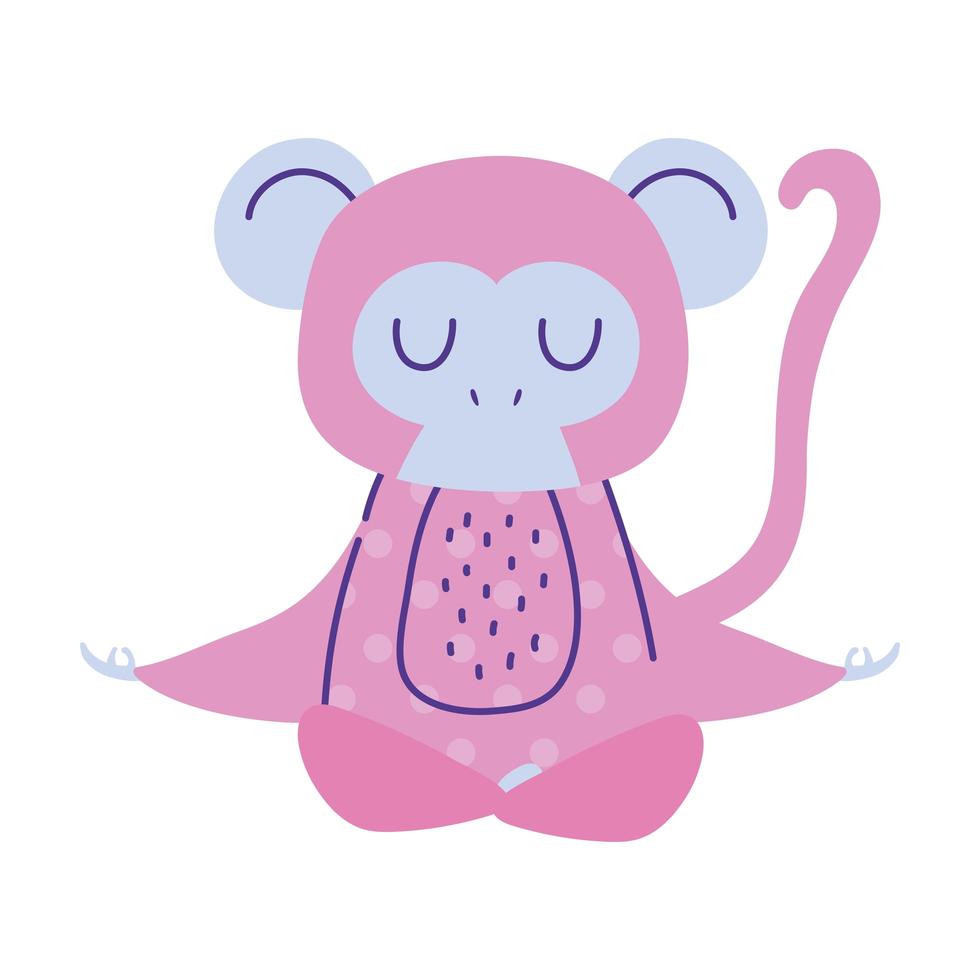 monkey meditating animal cartoon doodle color vector