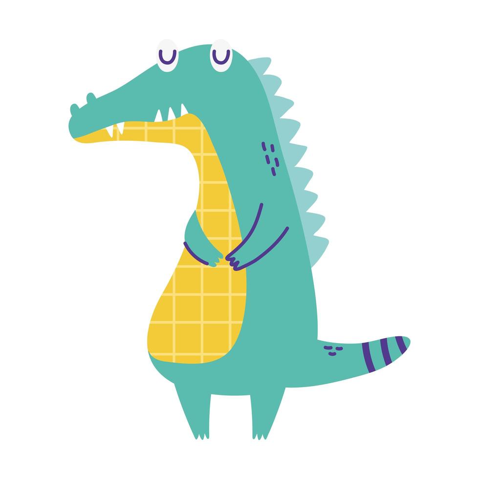 crocodile animal cartoon doodle color vector