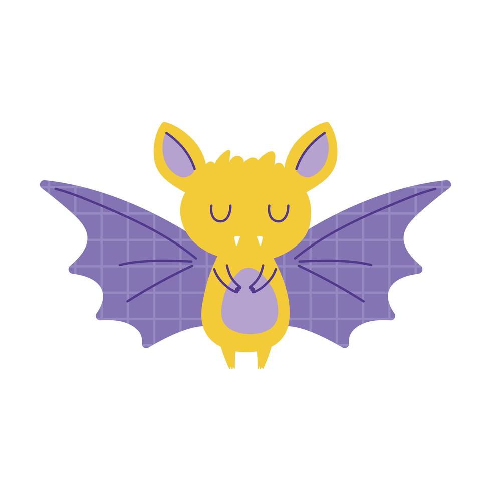 bat with grid wings animal cartoon doodle color vector