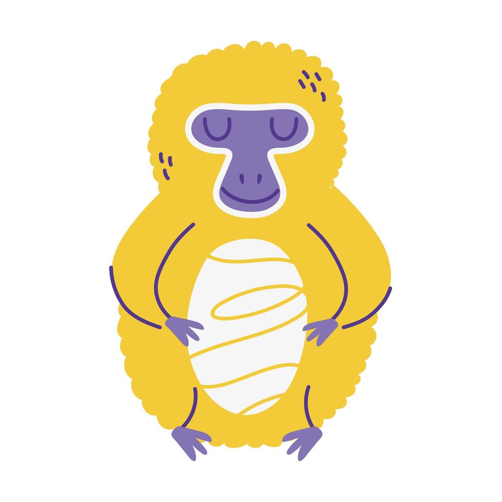 orangutan animal cartoon doodle color vector