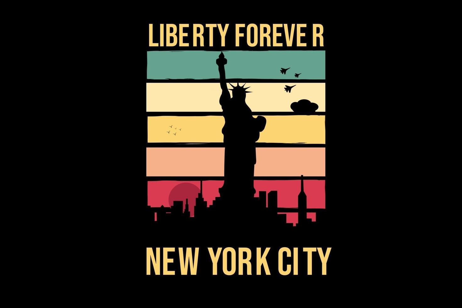 liberty forever new york city color pink and blue vector