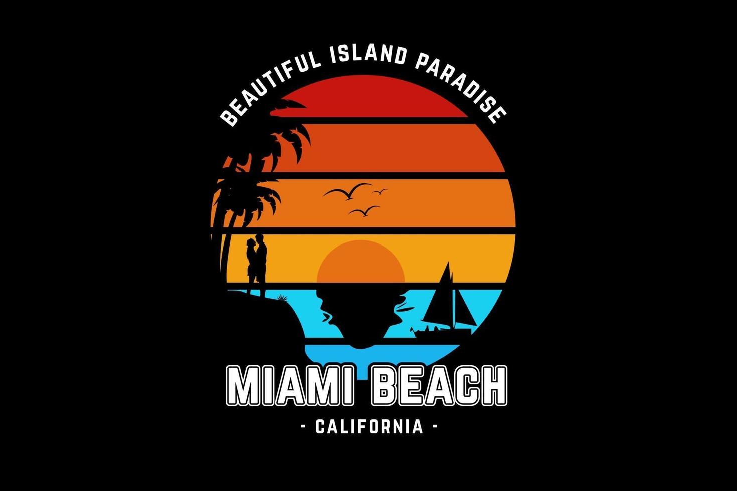 beautiful island paradise miami beach california color orange yellow and green vector