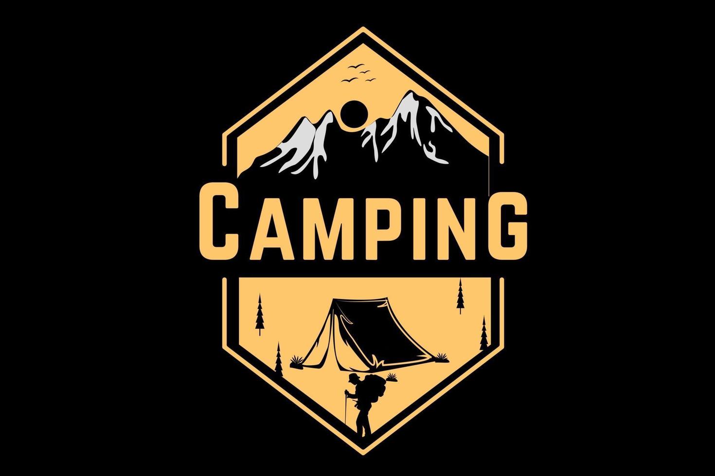 camping color amarillo claro vector