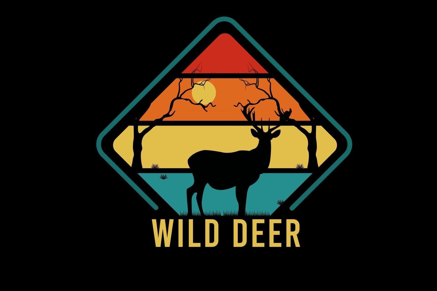 wild deer color orange yellow and green vector