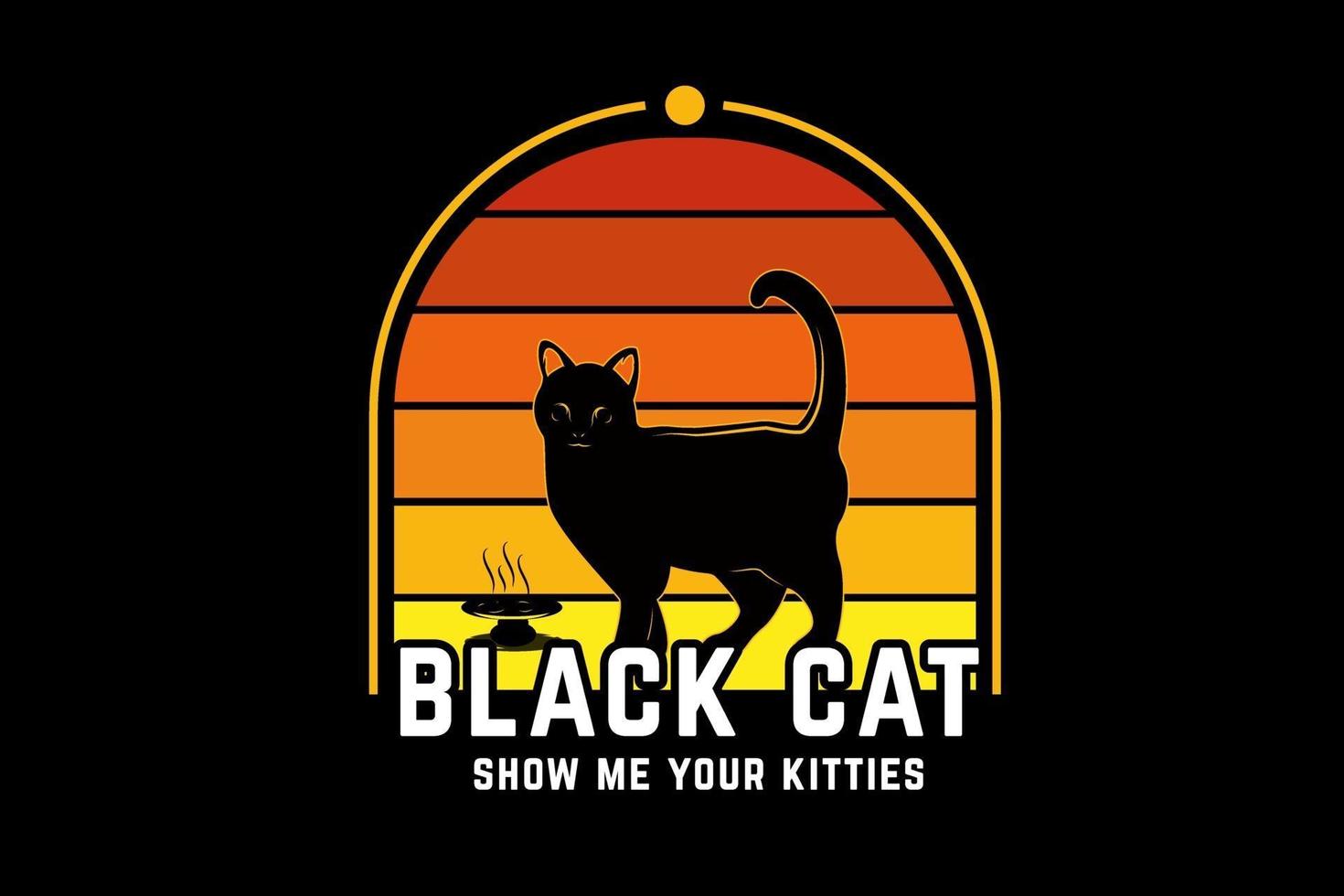 gato negro enséñame tus gatitos color naranja y amarillo vector