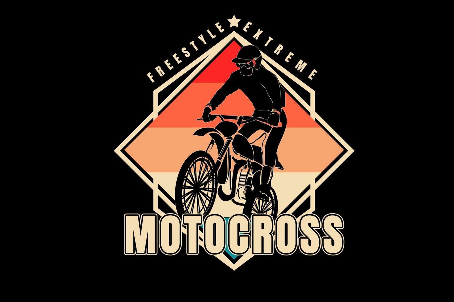 freestyle extreme motocross color red orange cream and green vector