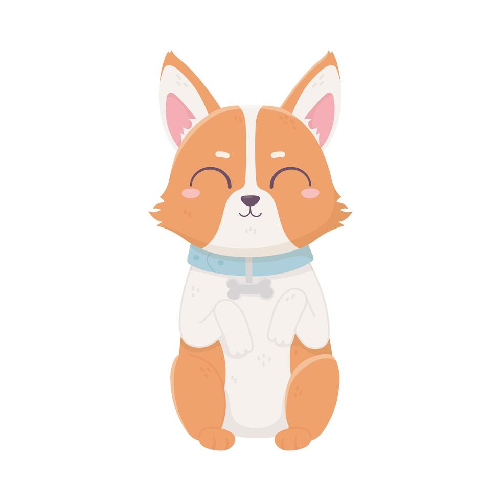cute dog sitting domestic cartoon animal, pets vector