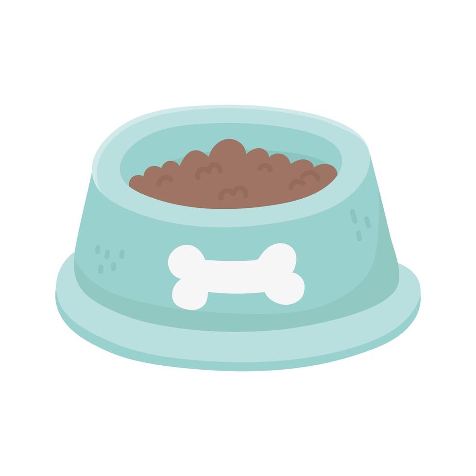 green bowl with food snack animals, pets vector