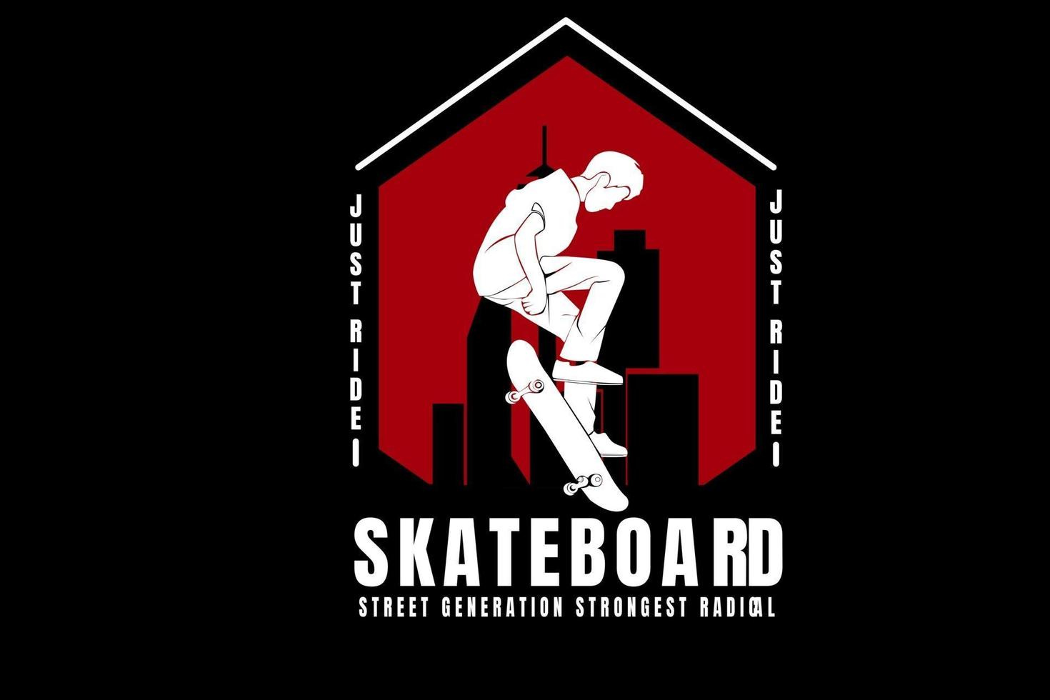 solo monta patineta generación callejera color radical más fuerte blanco y rojo vector