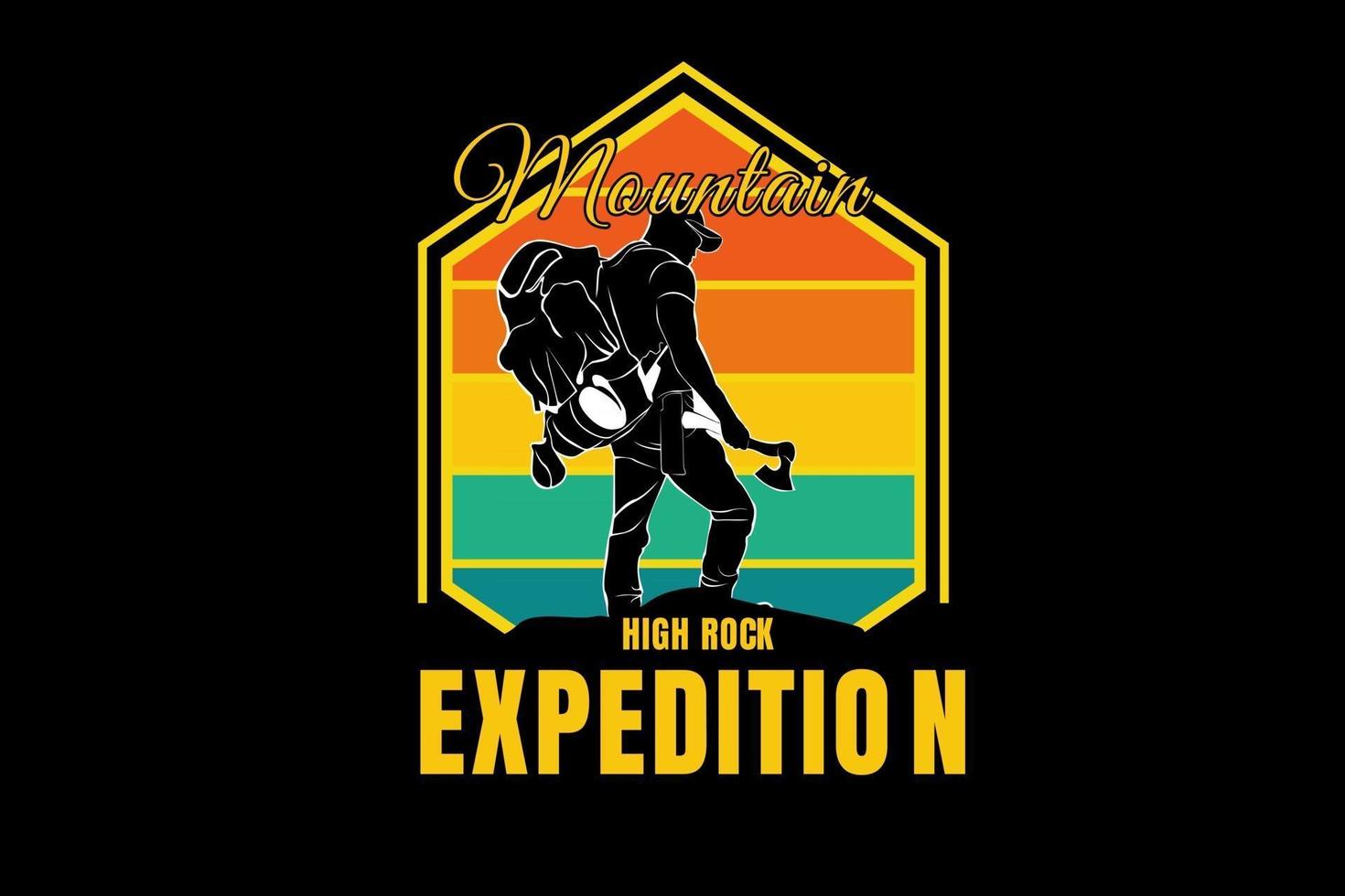 mountain high rock expedition color orange yellow and green vector