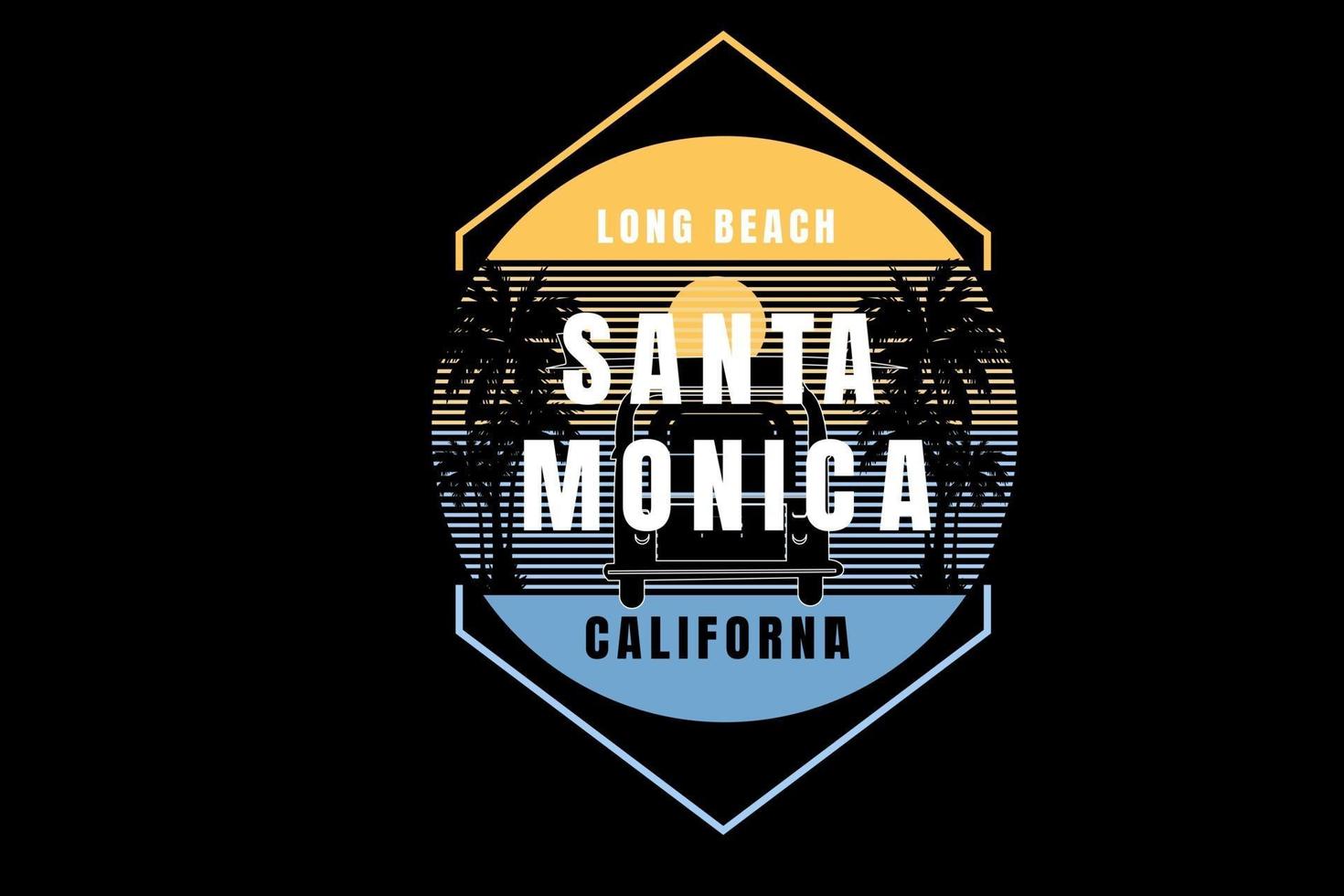 long beach santa monica california color amarillo y azul vector