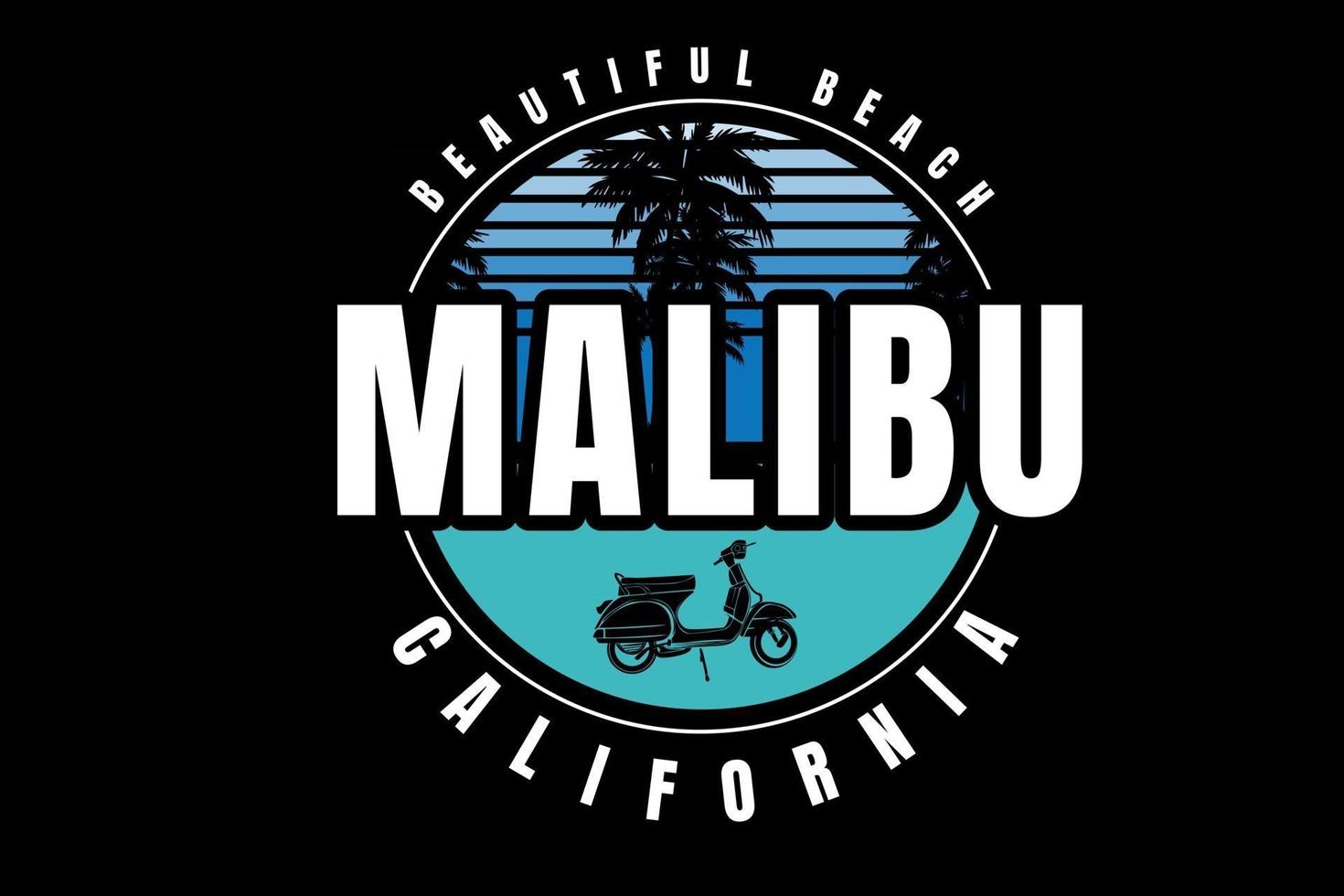 hermosa playa malibu california color azul degradado y verde vector