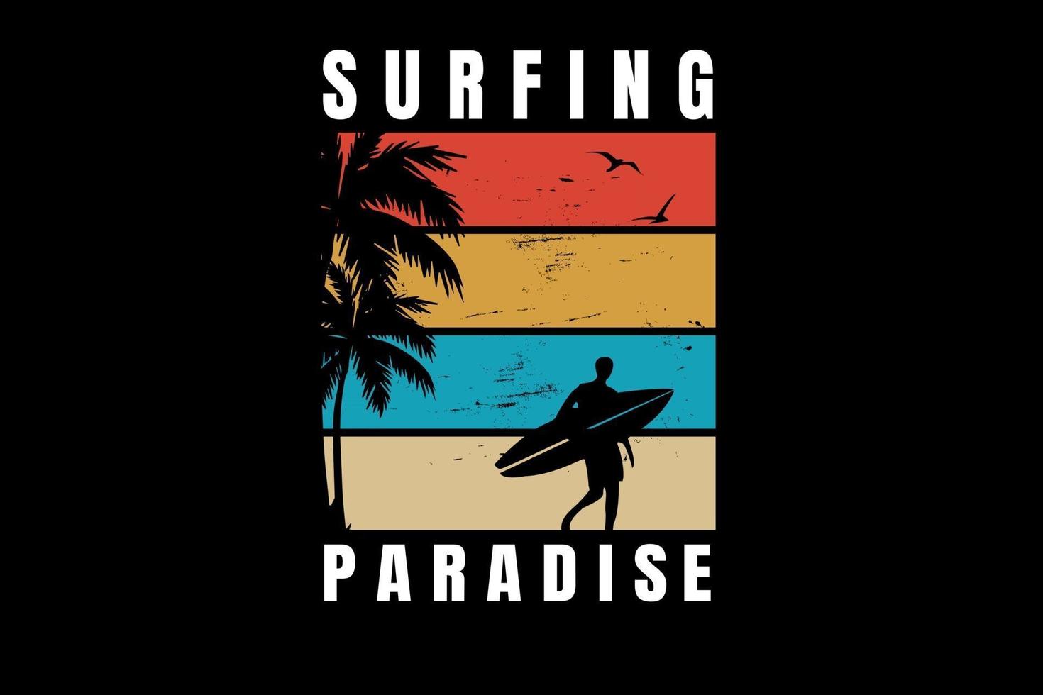 surfing paradise color orange yellow green and cream vector