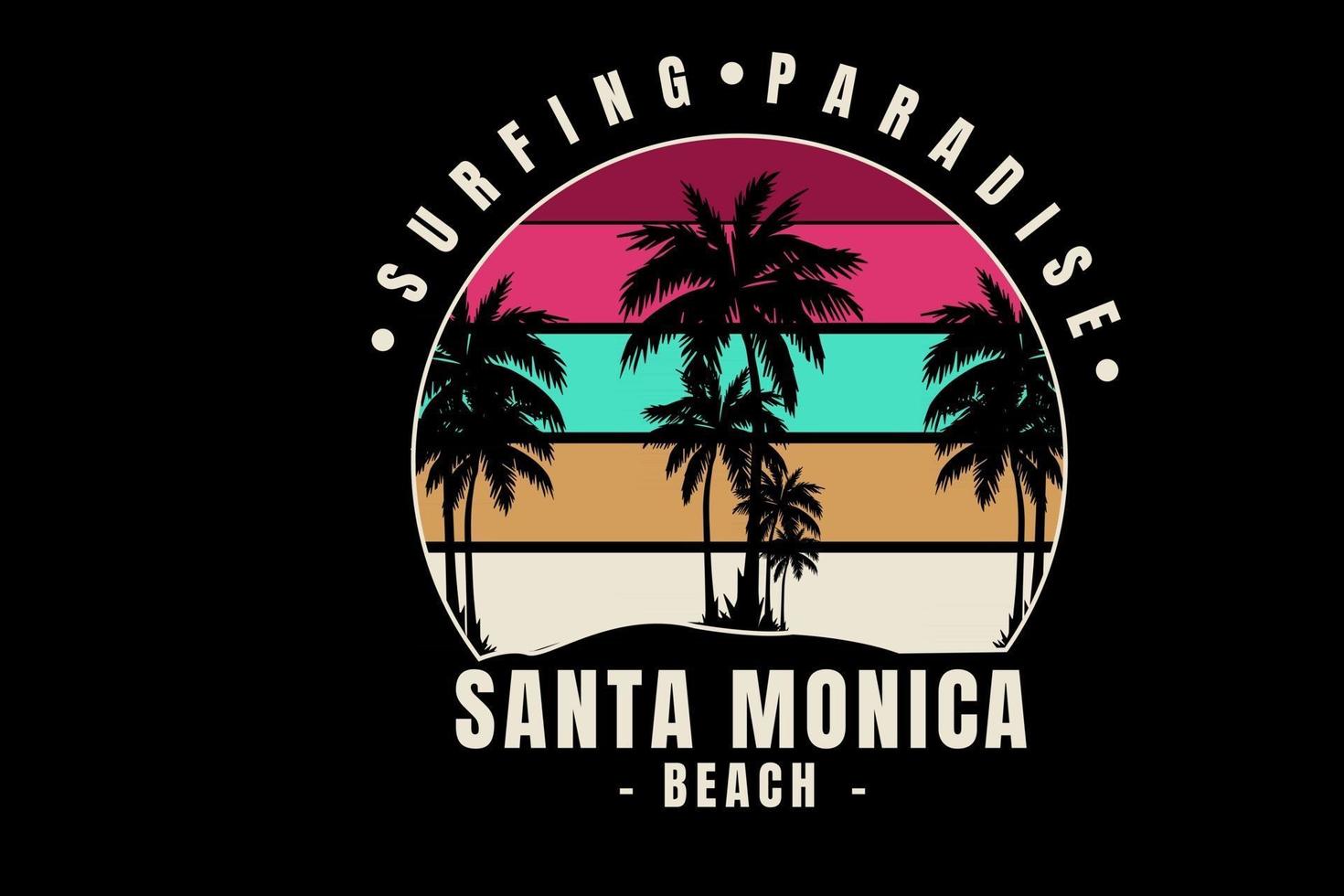 surfing paradise santa monica beach hand drawing vector