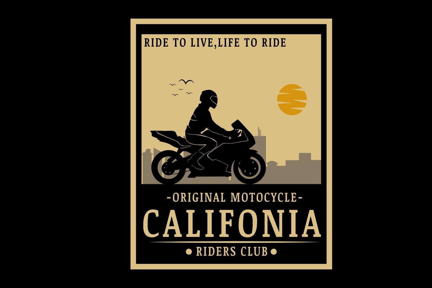 original motorcycle California riders club color cream vector