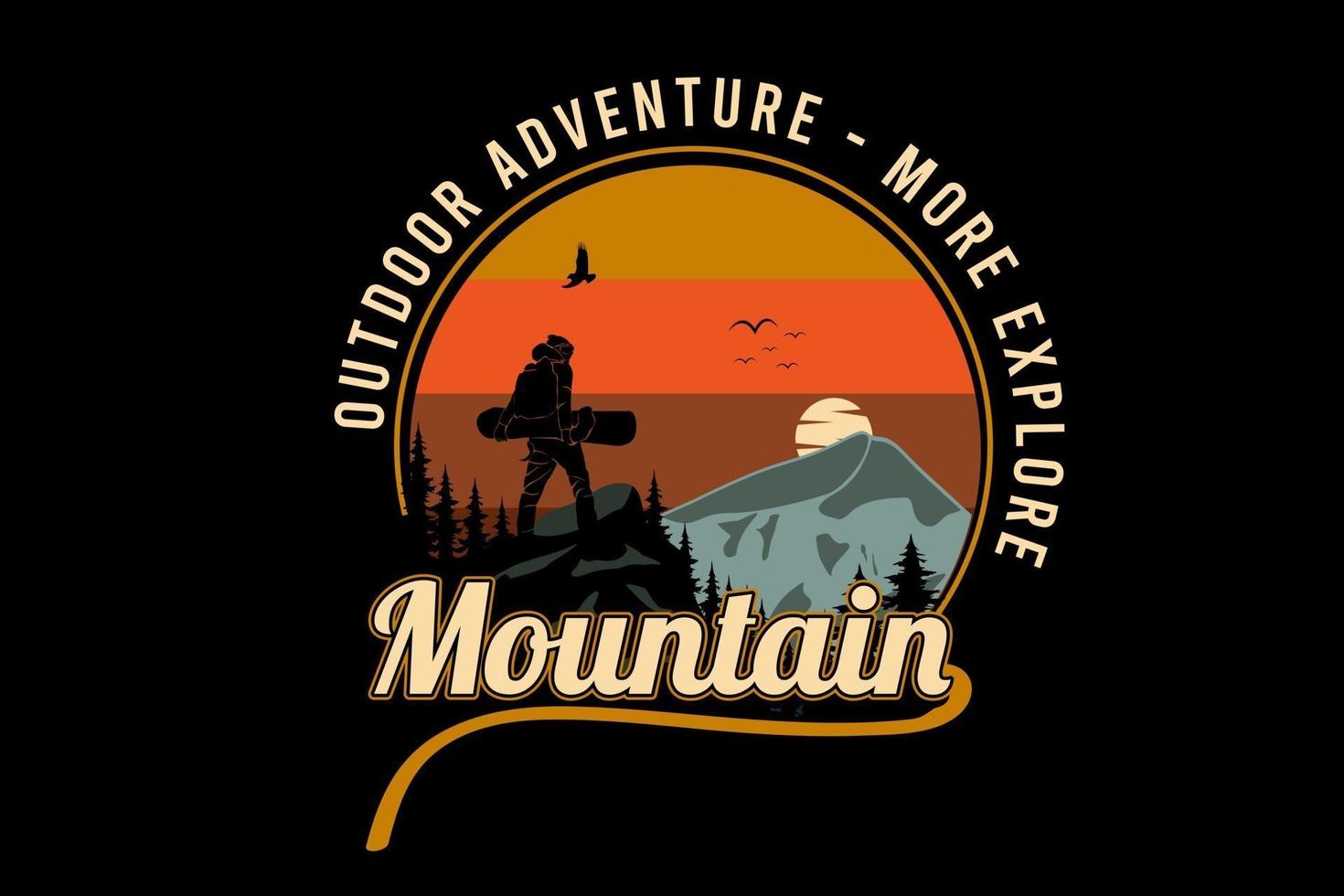 outdoor adventure more explore mountain color orange yellow and gray vector