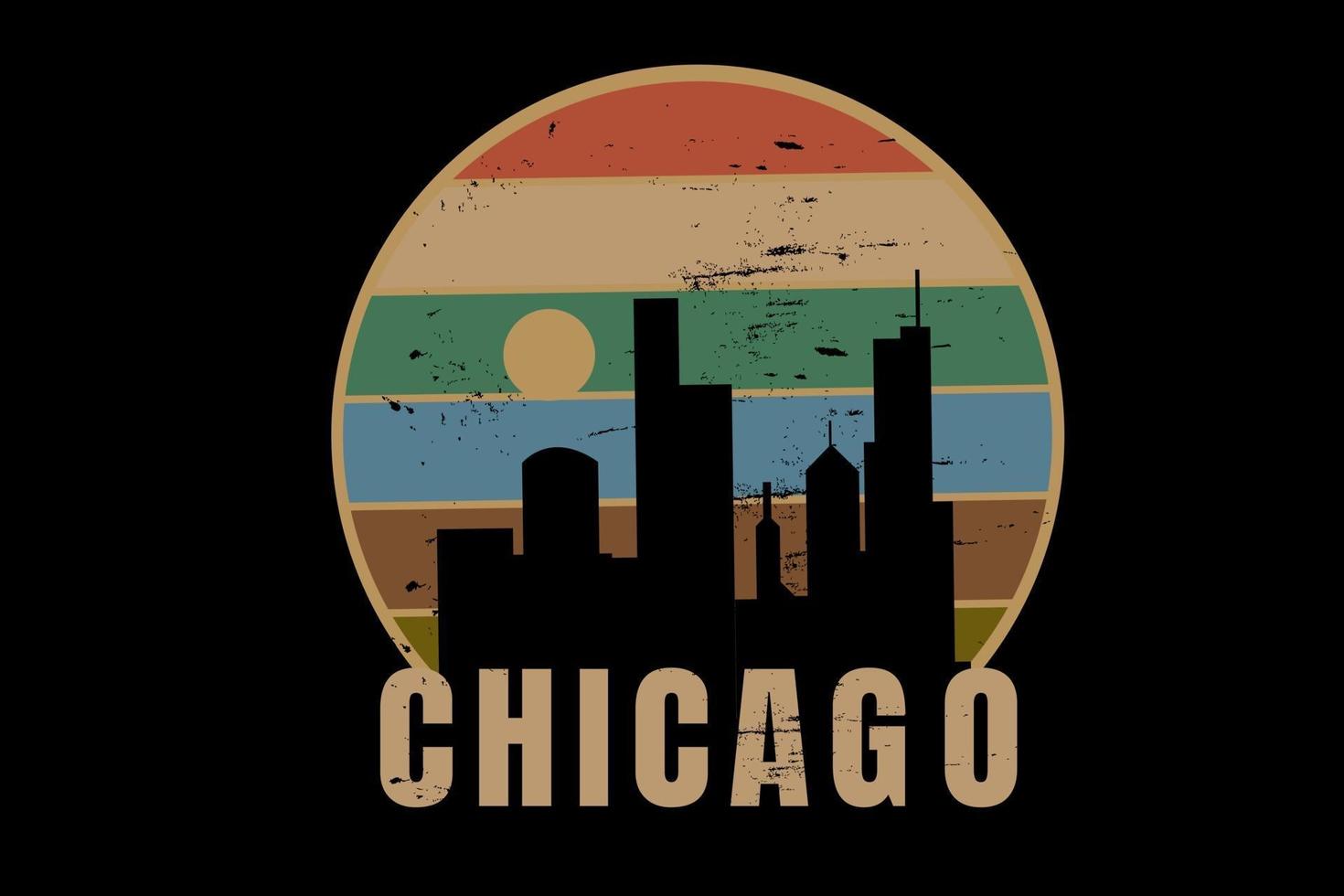 ciudad de chicago color naranja crema y verde vector