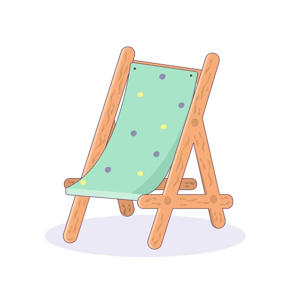 Sun lounger icon for summer vacation. Vector illustration in cartoon style isolated on white background. Beach seat