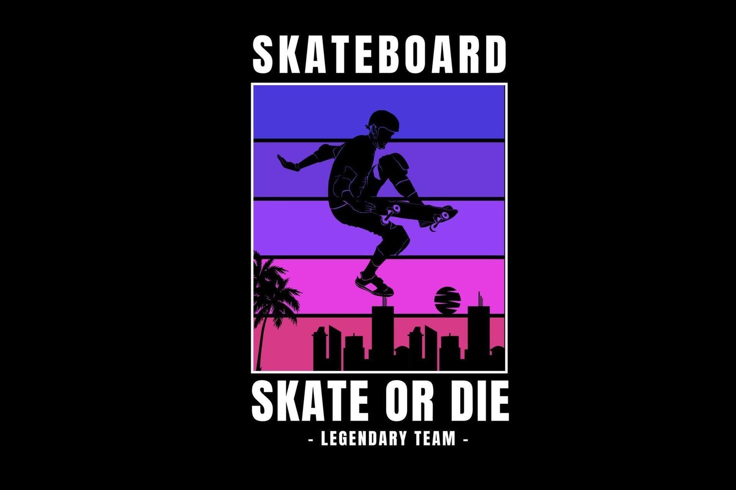 skateboard legendary team color orange cream and green vector