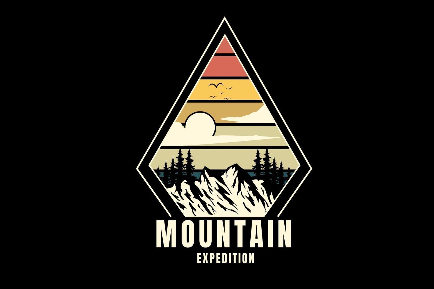 mountain expedition color orange cream and green vector